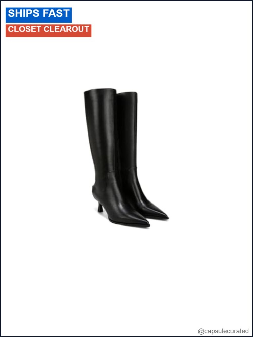 Kitten Heel Knee High Boot Pointed Toe Leather Dress Boot